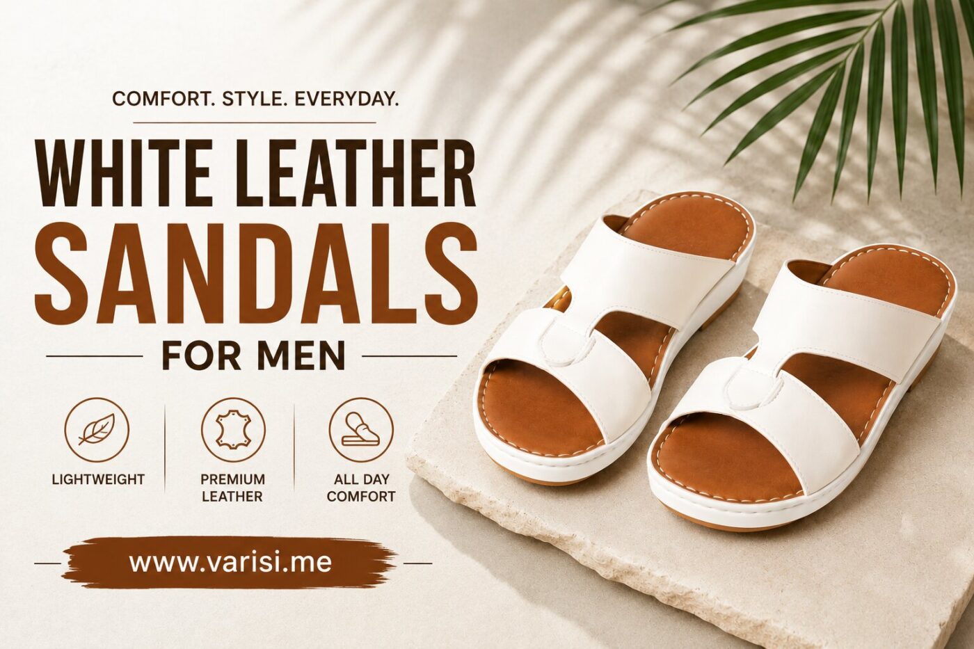 white leather sandals for men